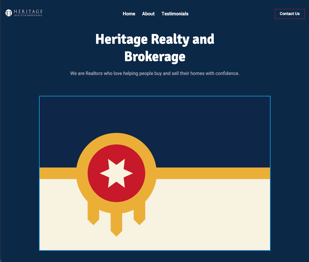 Example landing page preview