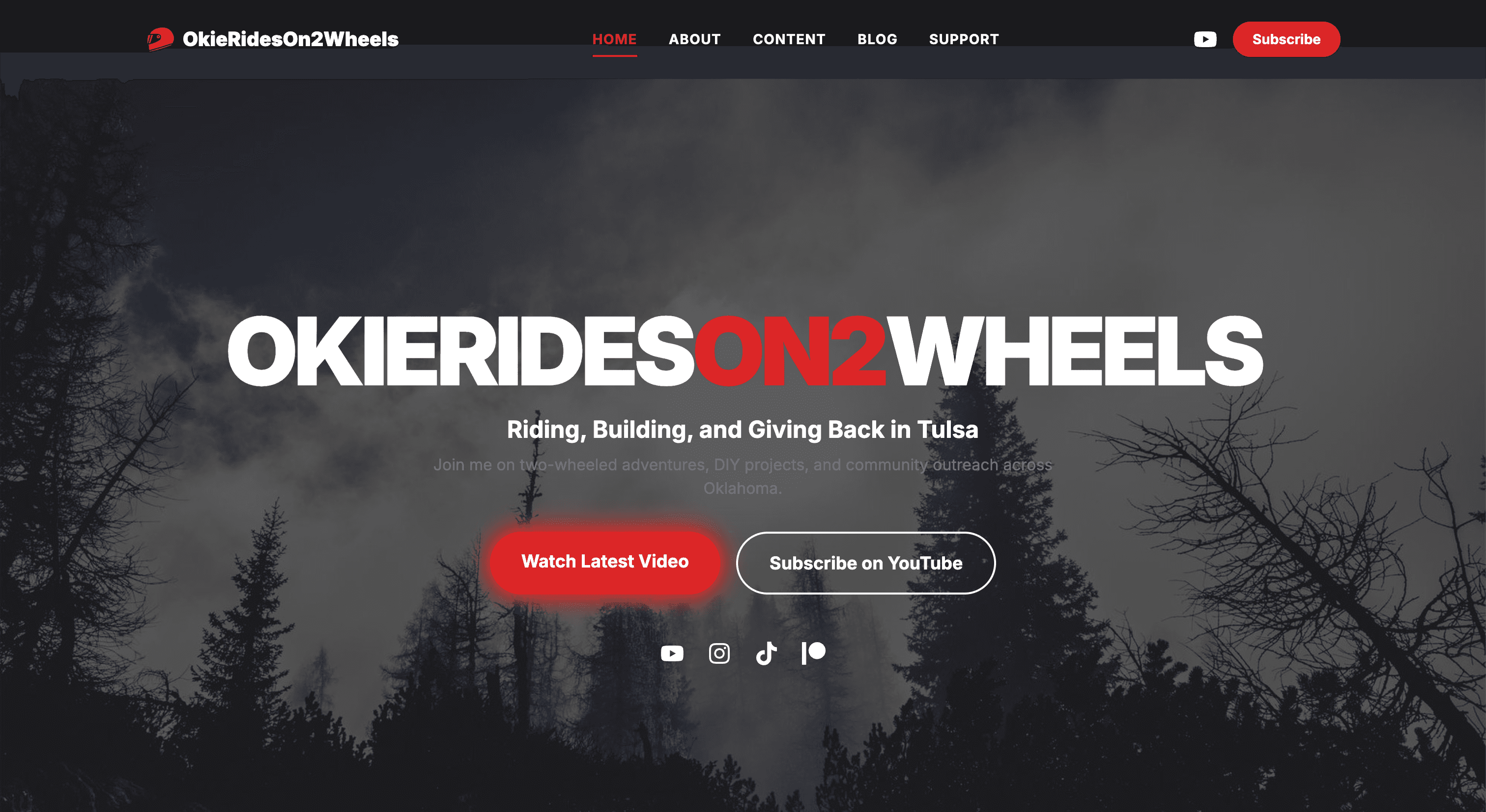 OkieRidesOn2Wheels - Content Creator website design example by 918dev Tulsa web design